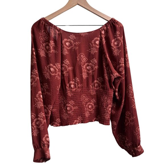 Madewell Preston Puff-Sleeve Top in Red Letterpress Floral Large - Picture 5 of 5